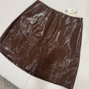 NWT Brown leather skort